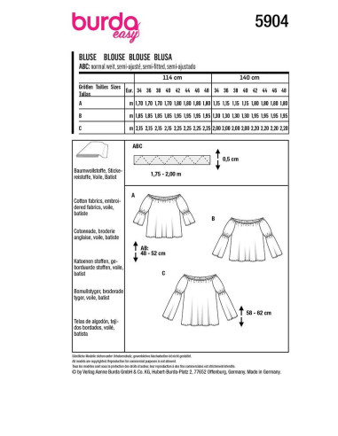 Blusenschnittmuster - Burda 5904