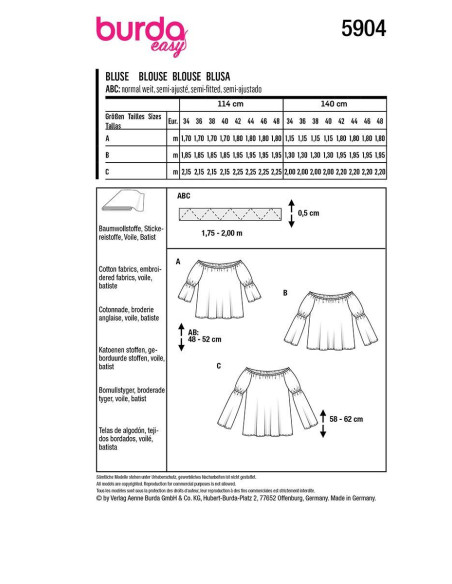 Blusenschnittmuster - Burda 5904