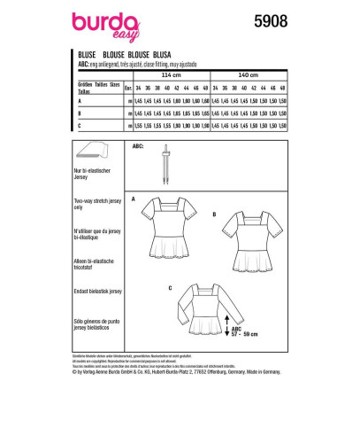 Blusenschnittmuster - Burda 5908