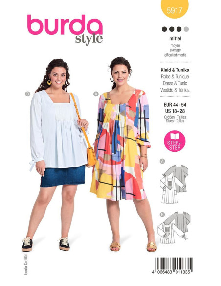 Kleid- und Tunikaschnittmuster - Burda 5917