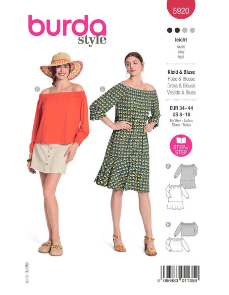 Kleid- und Blusenmuster - Burda 5920