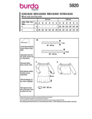 Kleid- und Blusenmuster - Burda 5920