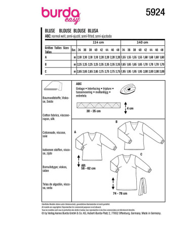 Blusenschnittmuster - Burda 5924
