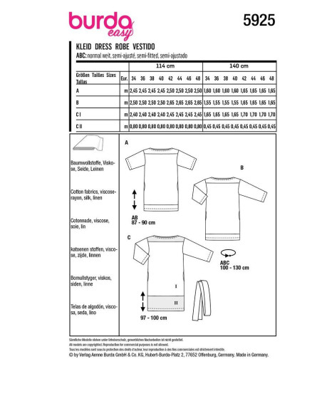 Kleid Schnittmuster - Burda 5925