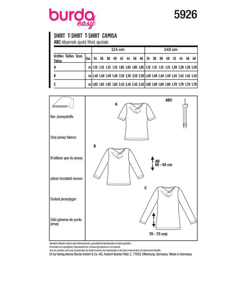 T-Shirt-Schnittmuster - Burda 5926