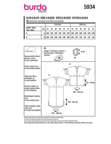 Kleid- und Blusenmuster - Burda 5934