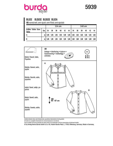 Blusenschnittmuster - Burda 5939