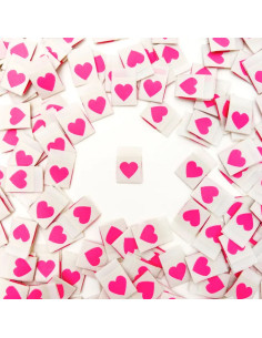 Set von 8 gewebten Etiketten - Pink heart