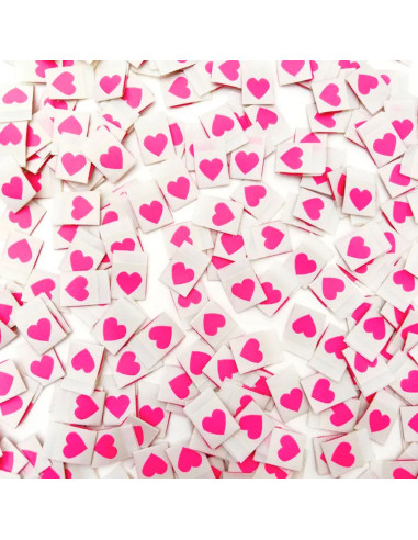 Set von 8 gewebten Etiketten - Pink heart