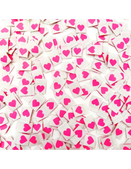 Set von 8 gewebten Etiketten - Pink heart