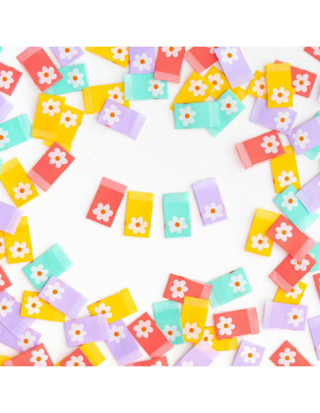 Set von 8 gewebten Etiketten - Gänseblümchen