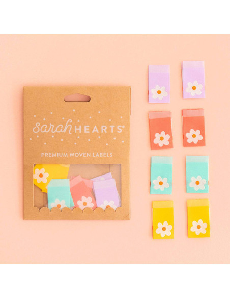 Set von 8 gewebten Etiketten - Gänseblümchen