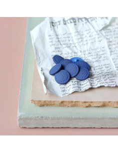 Geflochtener Knopf auf Fuß 15 mm - Indigo