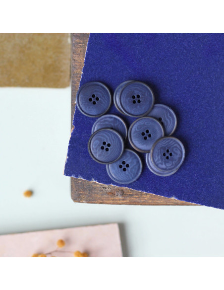 Corozo-Knopf mit schmalem Rand 20 mm - Indigo