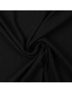 Fein gerippter Baumwoll-Jersey-Stoff - Schwarz