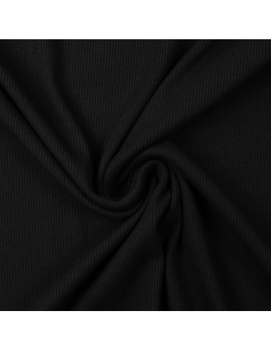 Fein gerippter Baumwoll-Jersey-Stoff - Schwarz