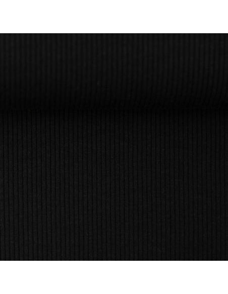 Fein gerippter Baumwoll-Jersey-Stoff - Schwarz