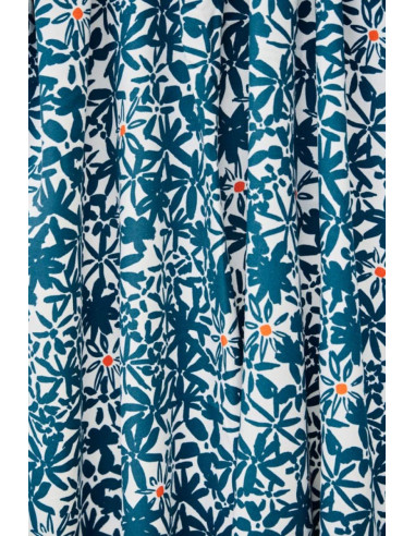 Viskose-Crêpe-Stoff Flowery - Ozeanblau