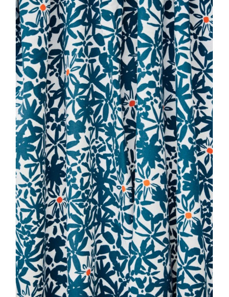 Viskose-Crêpe-Stoff Flowery - Ozeanblau