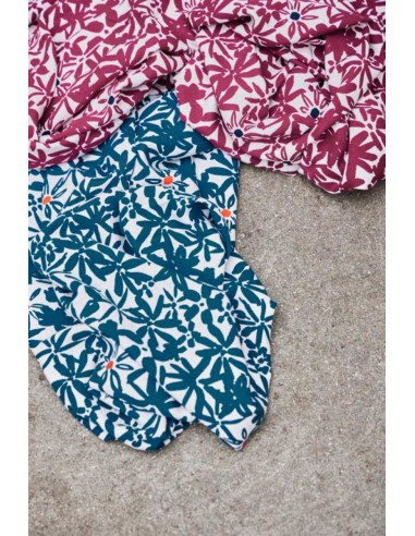 Viskose-Crêpe-Stoff Flowery - Ozeanblau