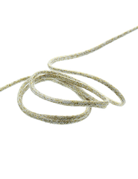 Lurex-Kordel 5 mm - Weiß und Gold