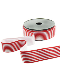 Fantasie-Gummiband mit feinen Streifen 40 mm - Rot
