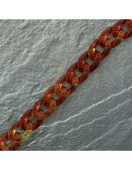 Flache Kette aus Acryl 20 mm - Braunes Schildpattmuster