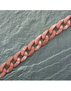 Flache Kette aus Acryl 20 mm - Rosa Schildpattmuster