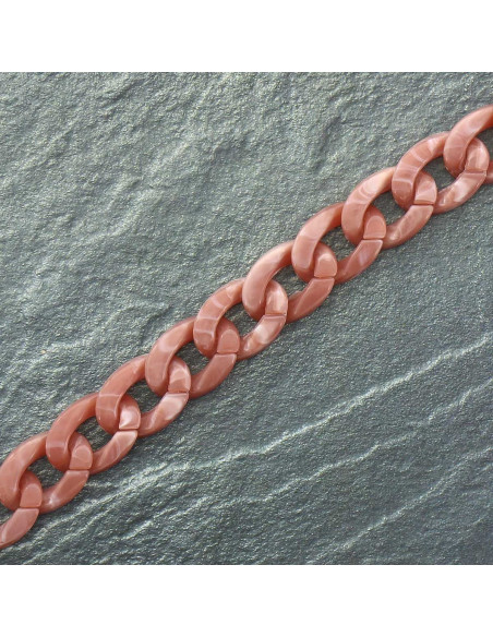 Flache Kette aus Acryl 20 mm - Rosa Schildpattmuster