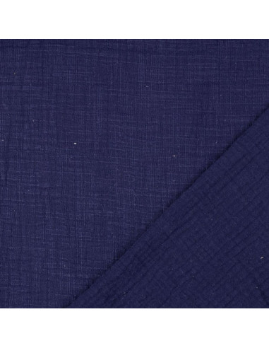 Vintage Baumwoll-Musselin-Doppelgewebe - Marineblau