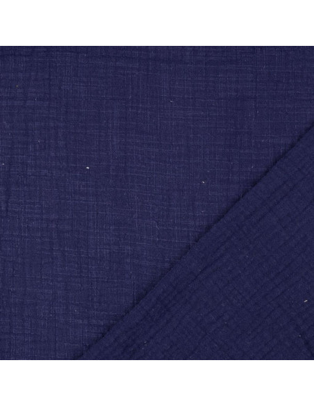 Vintage Baumwoll-Musselin-Doppelgewebe - Marineblau