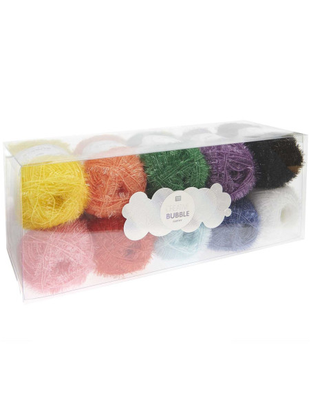 Set mit 10 Knäueln Creative Bubble Häkelgarn - Rainbow