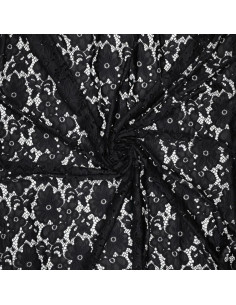 Stretch-Guipure-Stoff Bloom - Schwarz