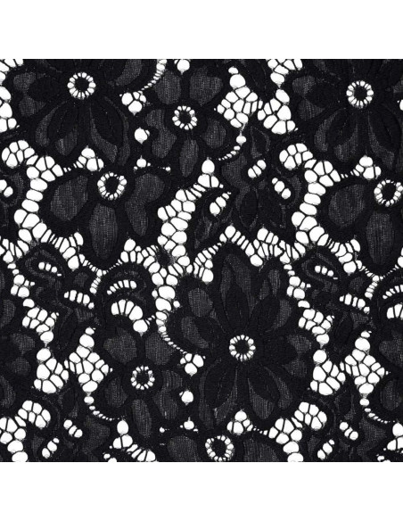 Stretch-Guipure-Stoff Bloom - Schwarz