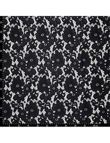 Stretch-Guipure-Stoff Bloom - Schwarz