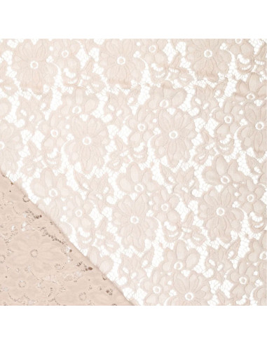 Stretch-Guipure-Stoff Bloom - Beige