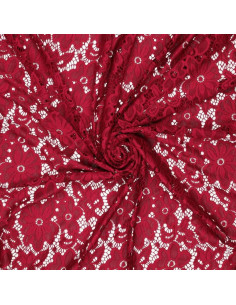 Stretch-Guipure-Stoff Bloom - Rot