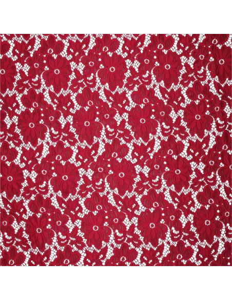 Stretch-Guipure-Stoff Bloom - Rot