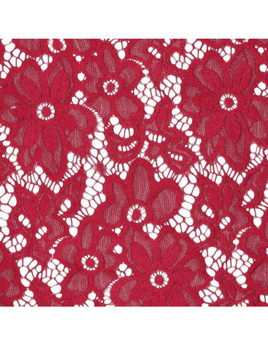 Stretch-Guipure-Stoff Bloom - Rot