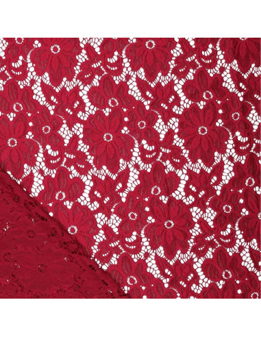 Stretch-Guipure-Stoff Bloom - Rot