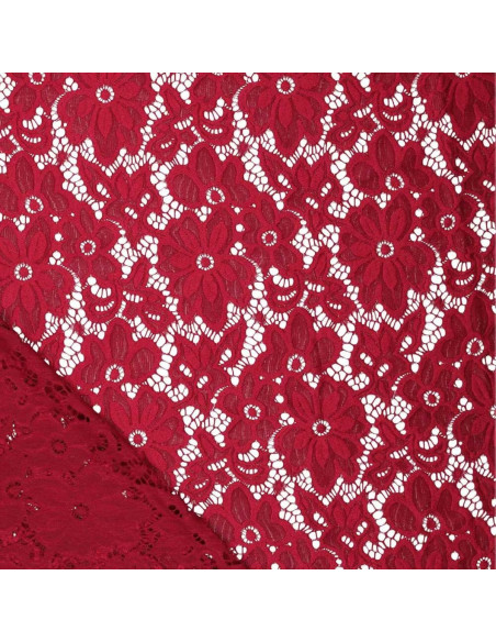 Stretch-Guipure-Stoff Bloom - Rot