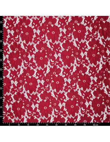 Stretch-Guipure-Stoff Bloom - Rot