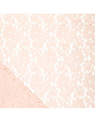 Stretch-Guipure-Stoff Bloom - Hellrosa