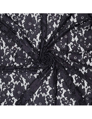 Stretch-Guipure-Stoff Bloom - Marineblau