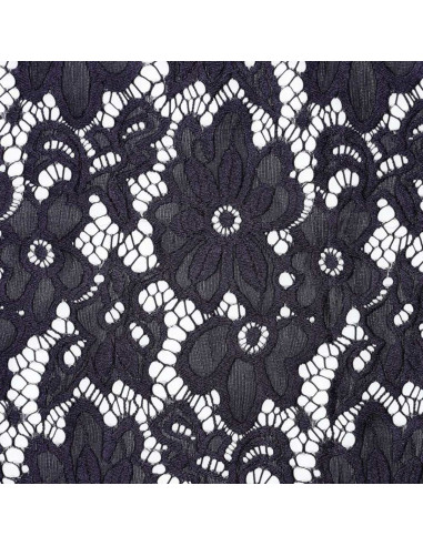 Stretch-Guipure-Stoff Bloom - Marineblau