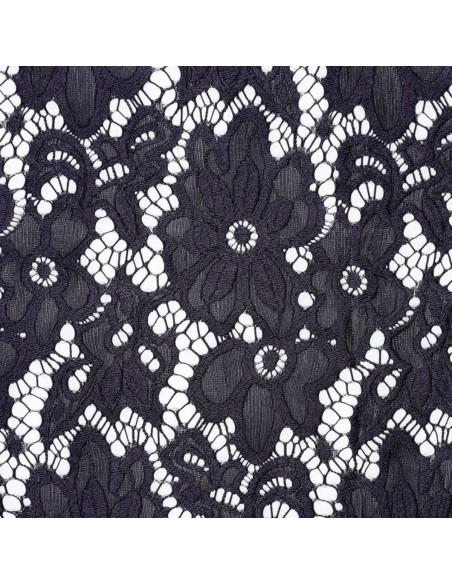 Stretch-Guipure-Stoff Bloom - Marineblau