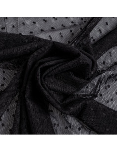 Stretch-Tüll Plumetis - Schwarz