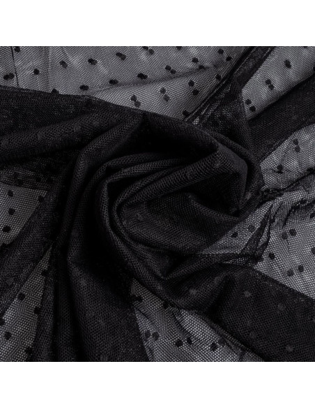 Stretch-Tüll Plumetis - Schwarz