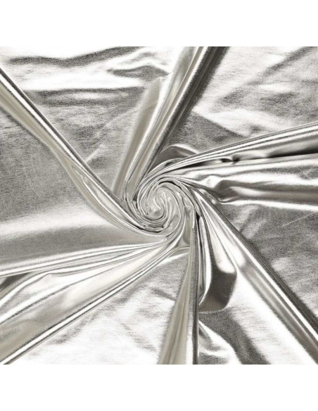Stretch-Lamé-Stoff - Silber