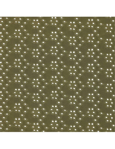 Elastischer Stoff mit englischer Stickerei - Khaki